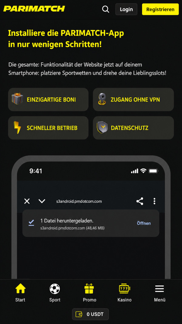 Parimatch app for Android
