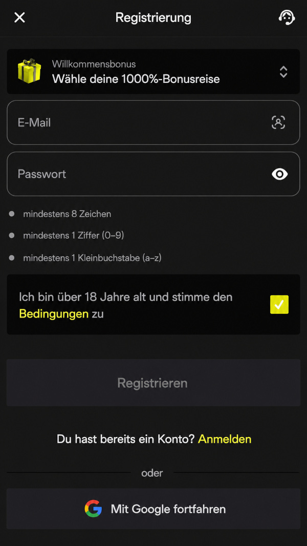 Parimatch casino registration