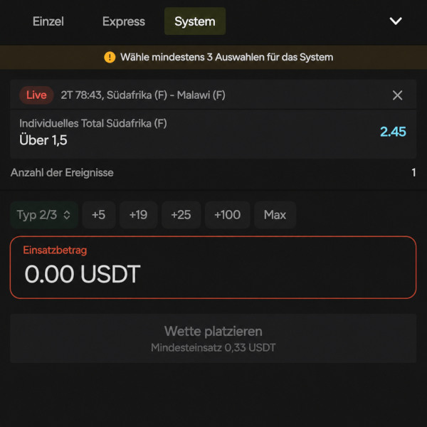 Parimatch Bet Menu